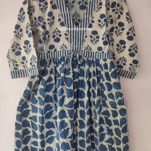 indigo collection pure cotton block print maxi dress Indigo Era Pure Cotton Hand Block Printed Summer Dress For Women Okhaistore