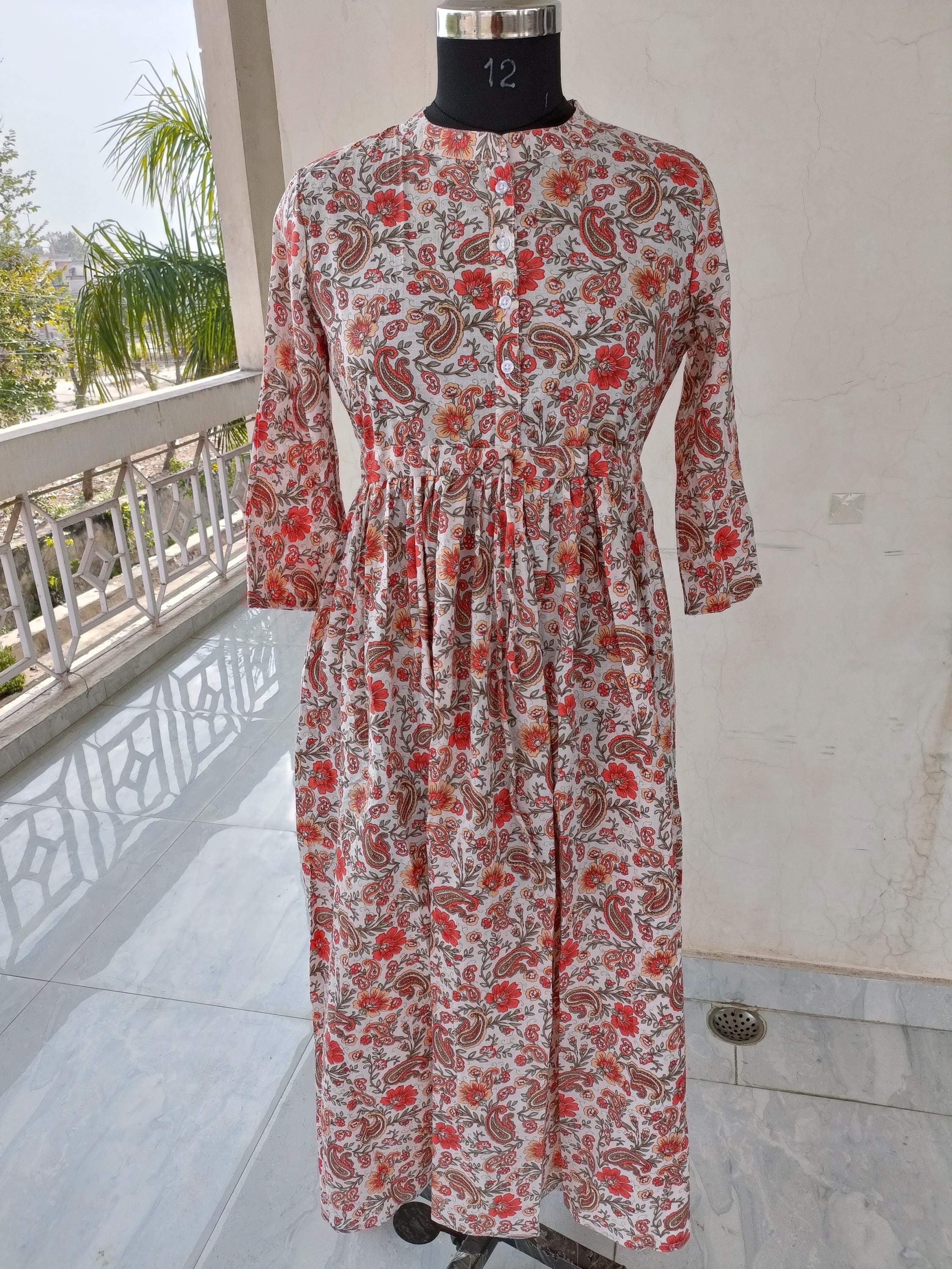 indian cotton boho dresses online Floral Block Print Dress, Midi Maxi Style Mrs. Smith Stretch Leather loveshackfancy Color:FRUIT BEAUTY OFF-WHITE