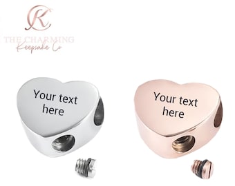 Engraved Cremation Ashes Charm Stainless Steel - Personalise with your text - Silver or Rose Gold