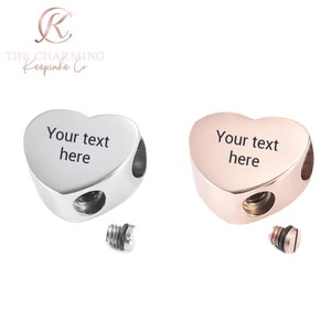 Engraved Cremation Ashes Charm Stainless Steel - Personalise with your text - Silver or Rose Gold