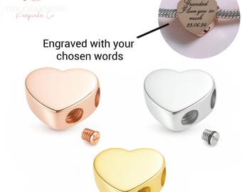 Engraved Cremation Ashes Charm Stainless Steel - Personalise with your words - Silver, Gold or Rose Gold