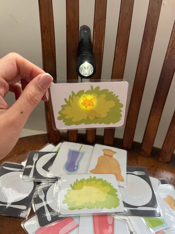 Flashlight card game for toddlers (early education, printable cards)