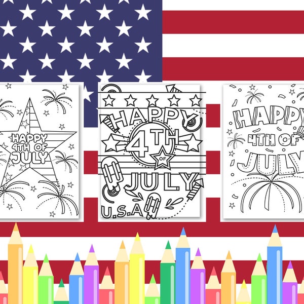 3 Color postcards for Independence Day, greeting postcard, Independence Day postcard, DIY postcard, Color pages, Coloring book