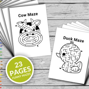 Animal Mazes Fun Game, Maze Printable Coloring Pages, Maze Coloring Book, Maze Kids Activities, Fun At Home Activity, Relax And Color