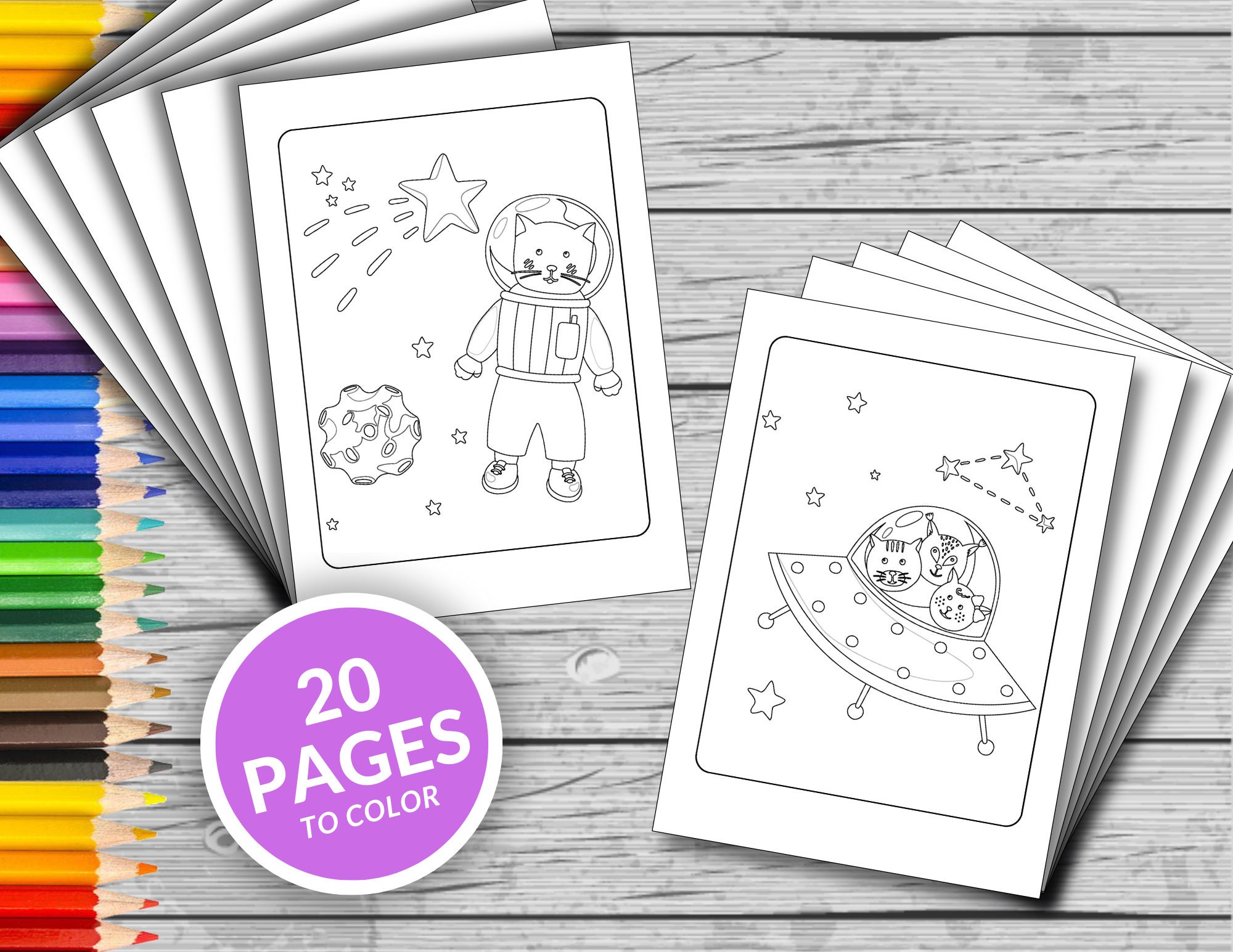 20 Space Printable Coloring Pages, Space Coloring Book, Fun at Home ...