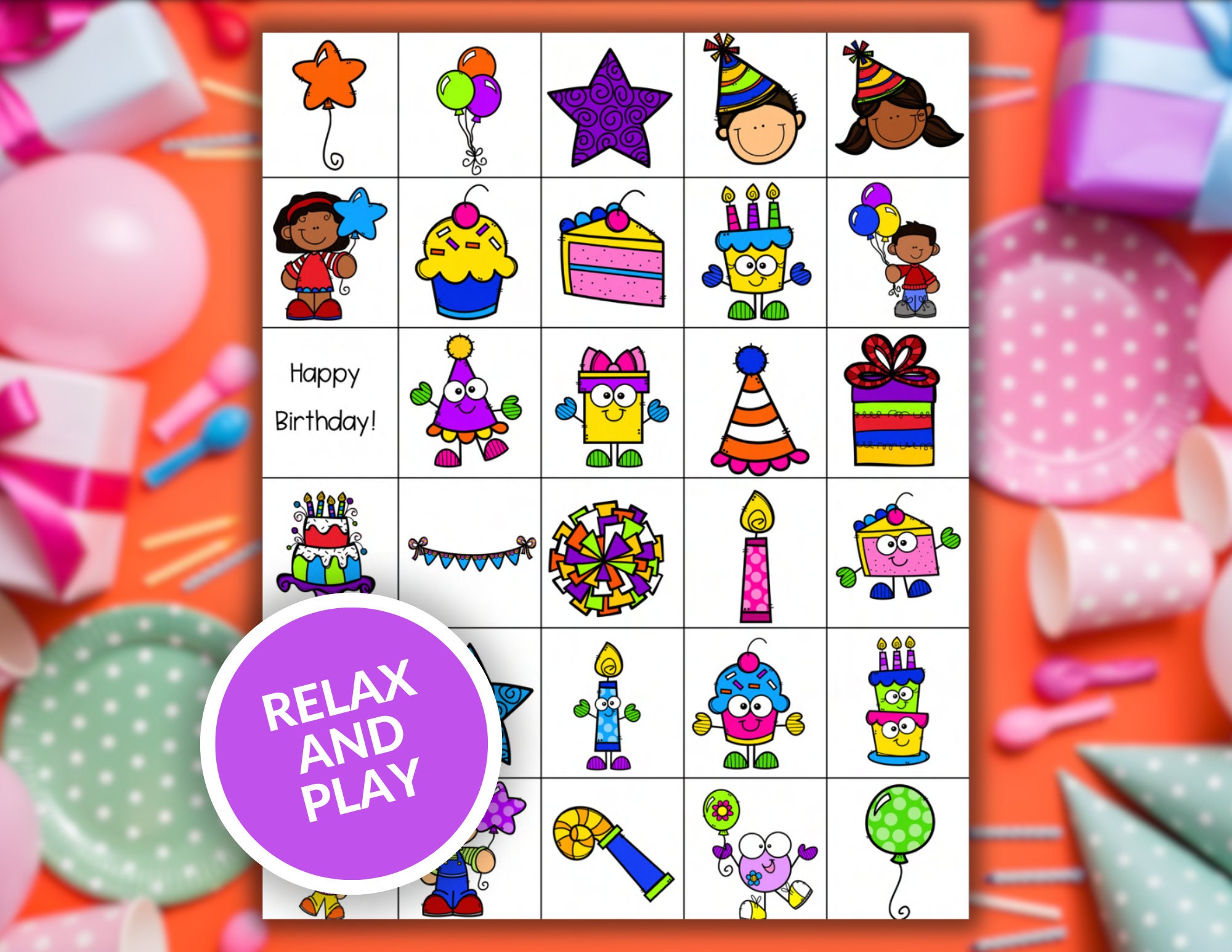 Birthday Bingo Printable Birthday Bingo Cards Birthday Party - Etsy