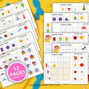 Logical Table, Childrens logic game, Color Activity, Homeschool Learning, Preschool Worksheets, Printable Learning Activities Packet