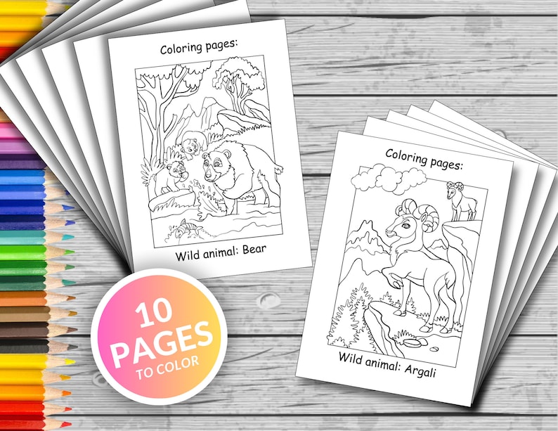 10 Wild Animals Printable Coloring Pages, Wild Animals Coloring Book