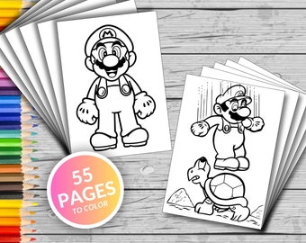 55 Super Mario and Friends Printable Coloring Pages, Super Mario Coloring  Book, Fun at Home Activity, Relax and Color 