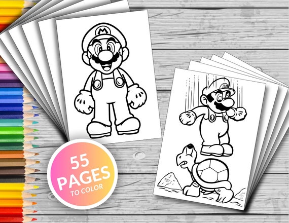 Printable Super Mario Coloring Pages for Kids 55 Printable Digital Pages 