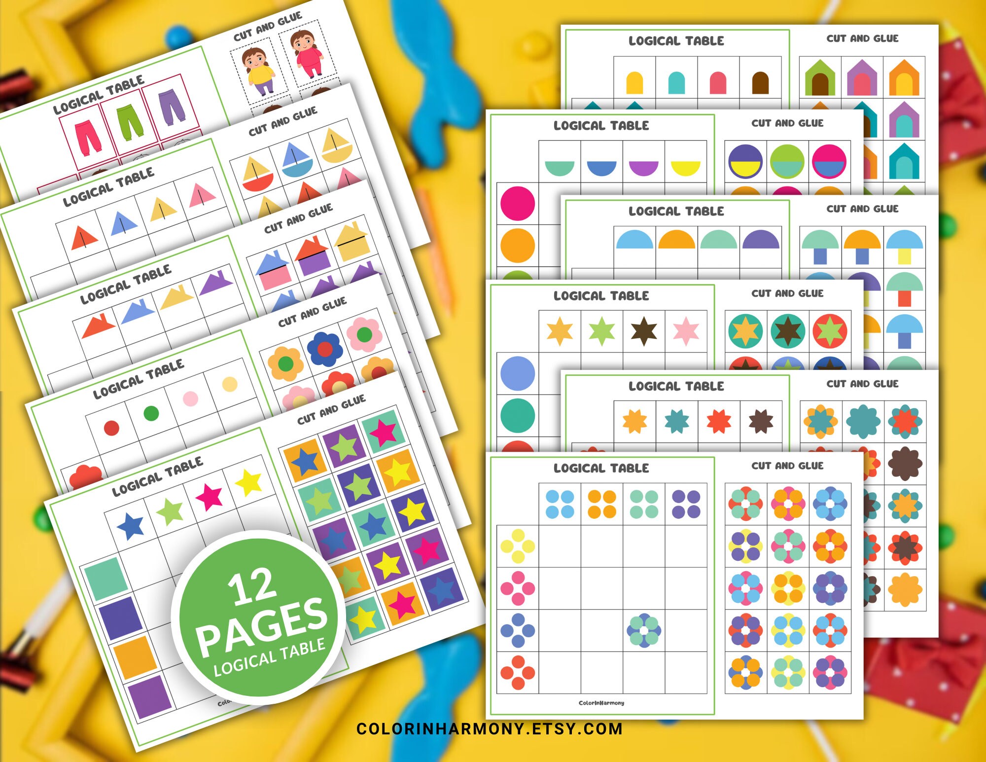 Logical Table, Childrens Logic Game, Color Activity, Homeschool ...