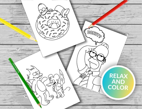 70 the Simpsons and Friends Printable Coloring Pages, the Simpsons Coloring  Book, Fun at Home Activity, Relax and Color 