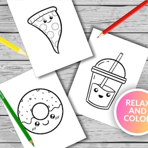 15 Cute Food Printable Coloring Pages, Cute Food Coloring Book, Fun at ...