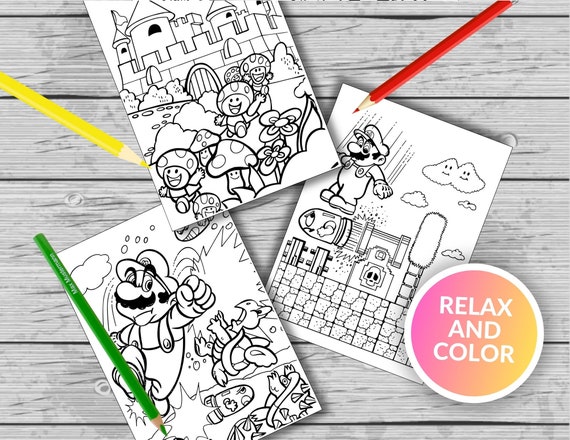 55 Super Mario and Friends Printable Coloring Pages, Super Mario Coloring  Book, Fun at Home Activity, Relax and Color 