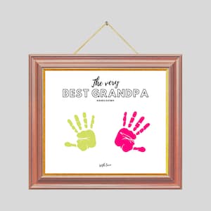 Template of handprints, Template handprint of the best Grandpa, Gifts for Grandpa