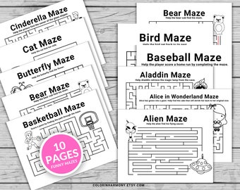 Maze Fun Game, Maze Printable Coloring Pages, Maze Coloring Book, Maze Kids Activities, Fun At Home Activity, Relax And Color