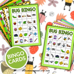 Bug Bingo, Karty do druku Bug Bingo, Gra imprezowa Bug, Aktywności dla dzieci, Zabawa w domu, Zrelaksuj się i baw
