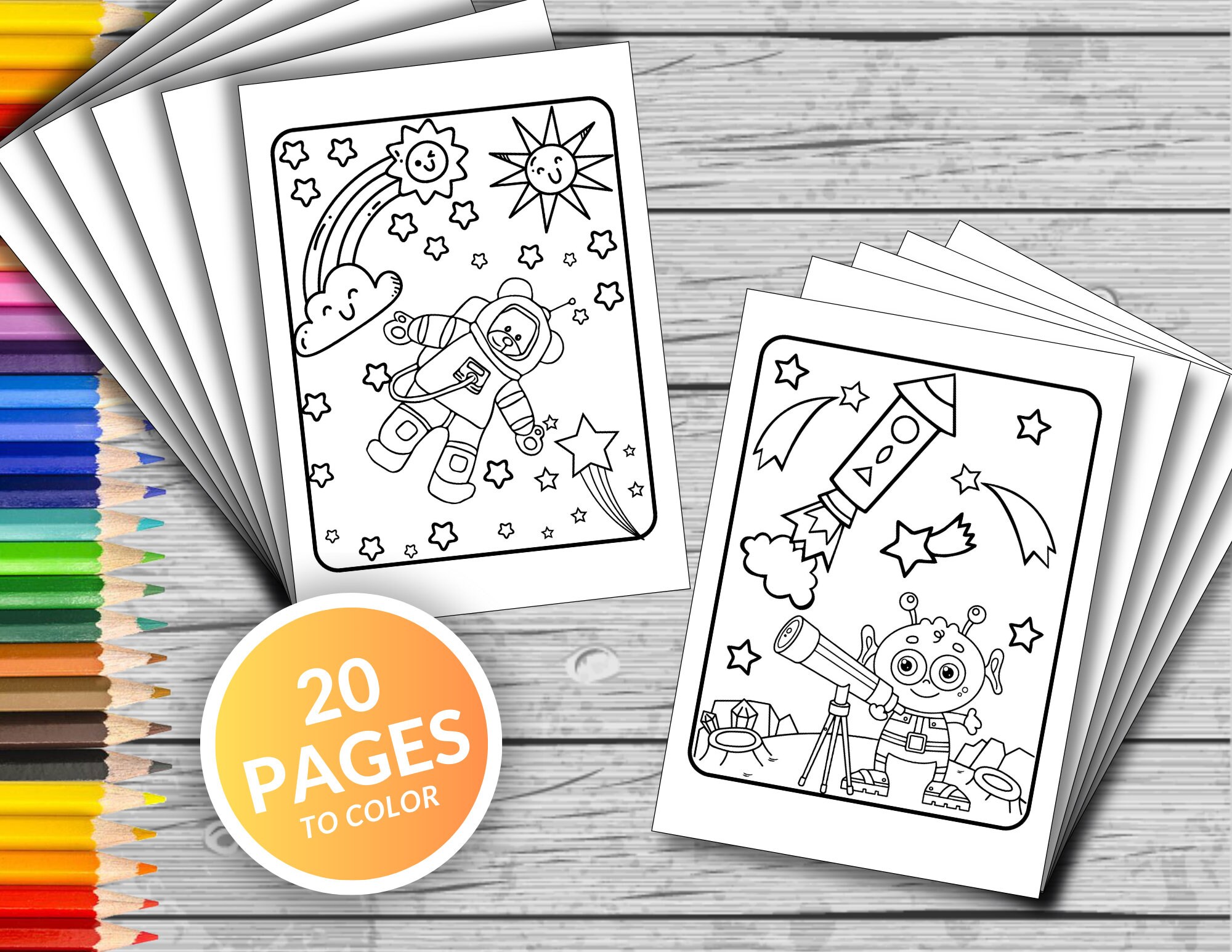 20 Space Printable Coloring Pages, Space Coloring Book, Fun at Home ...