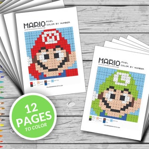 Super Mario Ausmalbilder, Ausmalen Nach Zahlen, Super Mario Spaß Spiel, Aktivitäten für Kinder, Spaß zu Hause Aktivität, Entspannen und Ausmalen