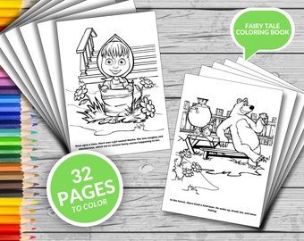 Libro para colorear de Masha y el Oso: 32 páginas imprimibles