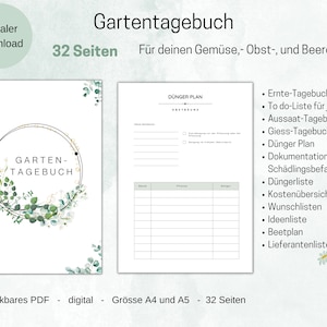 Garden Diary Printable Garden Planner Garden Logbook Vegetable Planning Checklist Seed Log Giess Calendar German