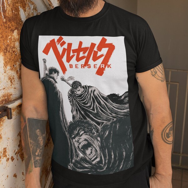 Guts Berserk Dark Theme Men Tank Top with Blood Splatter and Intense Warrior Expression Design TS04 main image 1