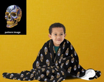 Sugar Skull Throw Blanket, Dia de Los Muertos