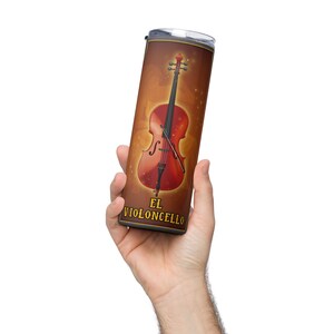 Loteria tumbler, El Violoncello, Cello, stainless steel