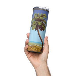 Loteria tumbler, La Palma, Palm tree, Beach, tropical, stainless steel