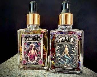 Zestaw olejków, Magnetize Me i Mermaid Ritual Pair, botaniczna mieszanka do namaszczania – butelki 1 uncji