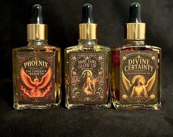Confidence Ritual Oil Set of 3 for Glow Up & Manifestation Anointing Oils, Witchcraft Ritual Oil Trio, 3x 30mL