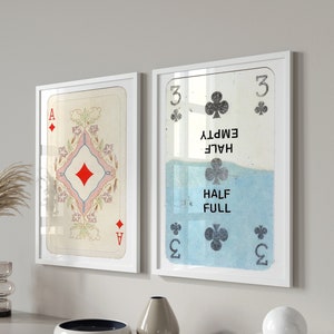 Trendy Retro Wall Art Set, Retro Trendy Aesthetic Poster, Red Ace Card Poster, Lucky You Wall Art, Playing Card Poster Art