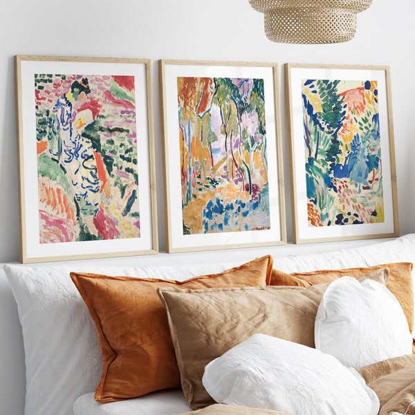 Henri Matisse Poster Art Set of 3, Museum Exhibition Prints Set, Matisse Painting Japanese Garden, Oliviers Collioure, Modern Wall Art Decor