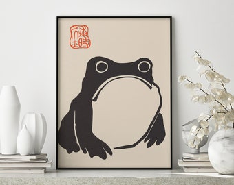 Japanese Matsumoto Hoji Frog Print, Vintage Frog Woodblock Poster, Ukiyo-e Frog Print, Japanese Frog Printable Wall Art, Japanese Wall Art