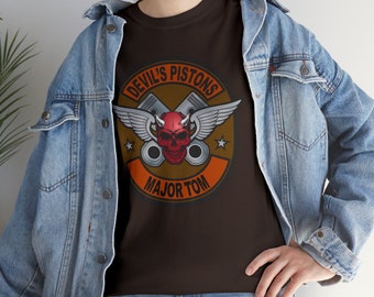Devil's Pistons - T-shirt in cotone pesante unisex