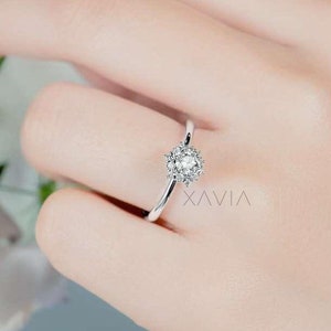 Lab Grown 3ct Round Diamond Ring: Handmade Solitaire Engagement Ring