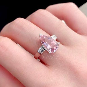 Anillo de diamantes en forma de pera, anillo de compromiso, anillo de bodas, anillo de diamantes cultivados en laboratorio, 5 quilates, regalo de aniversario, anillo de diamantes creados en laboratorio, plata