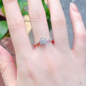 Lab Grown Round Diamond Engagement Ring: Solid Gold Wedding Ring