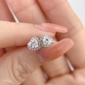 Diamant Ohrstecker-Labor erstellter Diamant 0.90ct Herzform Diamant Solitär Ohrstecker-Ohrstecker Geschenk für den Alltag