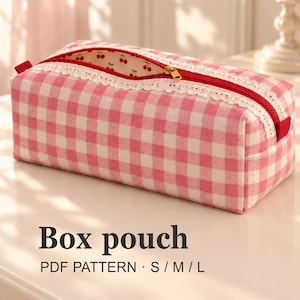 Boxy Makeup Bag Sewing Pattern PDF, Lined Zipper Pouch, 3 Sizes