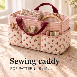 Patron PDF de sac de rangement pour couture, sac fourre-tout de rangement pour loisirs créatifs avec 8 poches, 3 tailles