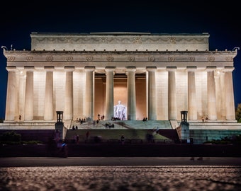 Lincoln Memorial at Night Metal Print Beautiful Washington DC Home Decor