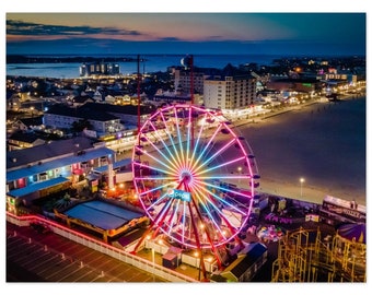 Beach Amusement Park Sunset, Ocean City, Maryland - Metal Print - FREE US SHIPPING