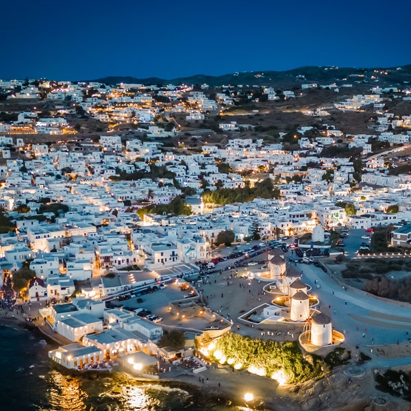 Mykonos, Greece from the Air - Metal Print