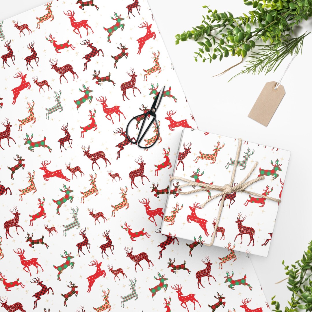 Reindeer Wrapping Paper Christmas Reindeer Variation Gift Wrap Etsy