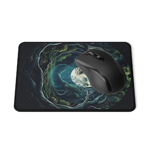 Mysterious Moon Mouse pad 9.5&quot; X8&quot; Computer Accessory Halloween Mousepad Spooky Mouse pad Mystical forest Mouse pad Home Office