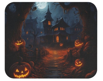 Halloween Mouse Pad Spooky Mousepad Haunted Mansion mousepad Haunted house mouse pad Computer Accessory Office mouse pad Scary mouse pad