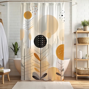 Abstract Fall Shower Curtain Floral Modern Decor Shower Curtain Grey Shower Curtain Teen Bathroom Shower Curtain Boho Decor Unique curtain