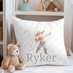 Cowboy Pillow, Baby Name Nursery Decor, Personalized Western themed Bedroom, Little Boy Room decor,  Customized Rodeo Baby Gift, 2 sides