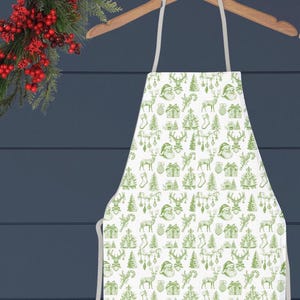 Vintage Style Christmas Apron - Red or Green Option Christmas graphics Apron